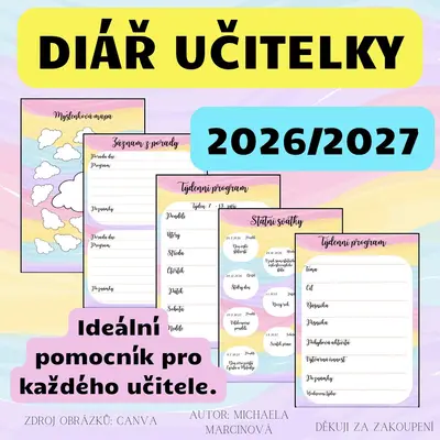 Učitelský diář 2026/2027 - Zápisník pro učitelky MŠ - barevný