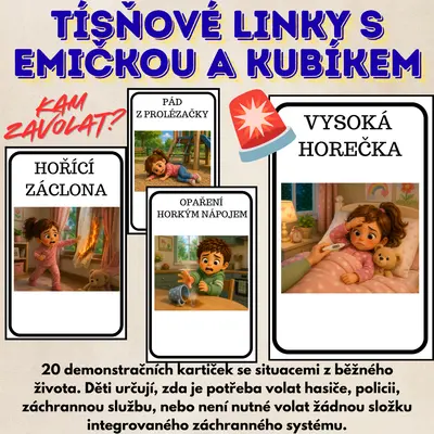 🚑 Tísňové linky s Emičkou a Kubíkem Kam zavolat?
