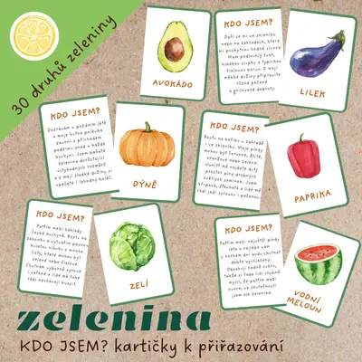 KDO JSEM? ZELENINA - KARTIČKY K PŘIŘAZOVÁNÍ