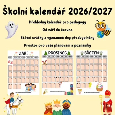 Školní kalendář 2026/2027 pro pedagogy