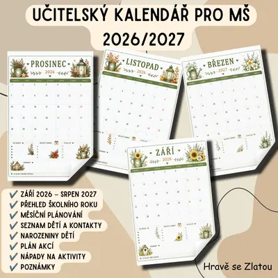 Učitelský kalendář pro MŠ 2026/2027 | Plánovač učitelky mateřské školy