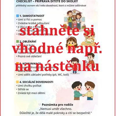 Checklist - příprava dítěte do MŠ