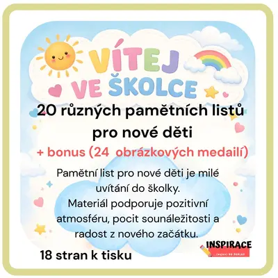 Vítej ve školce - pamětní listy