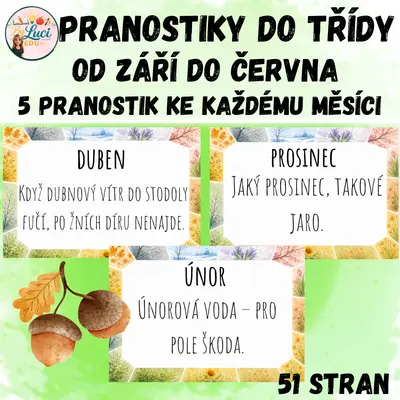 Pranostiky do třídy od září do června