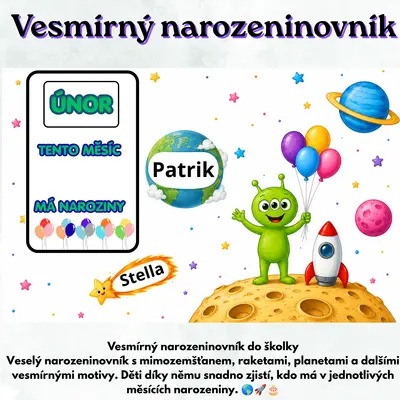 🚀 Vesmírný narozeninovník do školky