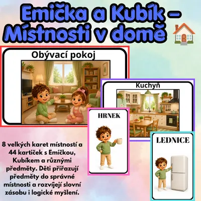 Emička a Kubík – Místnosti v domě 🏠