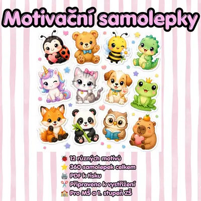 Motivační samolepky – zvířátka | 12 archů 360 samolepek