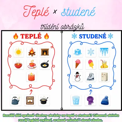 🌞 Teplé × studené – třídění obrázků❄️