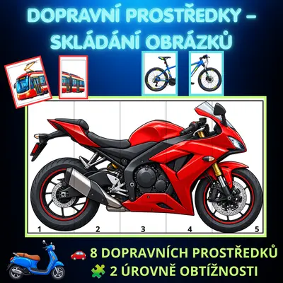 🚗 Poskládej dopravní prostředky | 2 úrovně obtížnosti