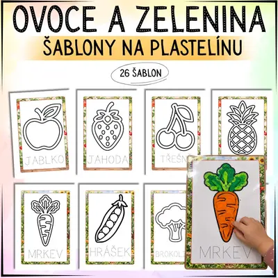 Šablony na plastelínu – ovoce a zelenina