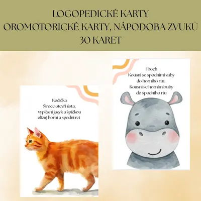 Logopedické karty - oromotorika, nápodoba zvuků