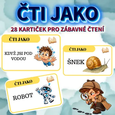 📚 ČTI JAKO… – 28 kartiček pro zábavné čtení
