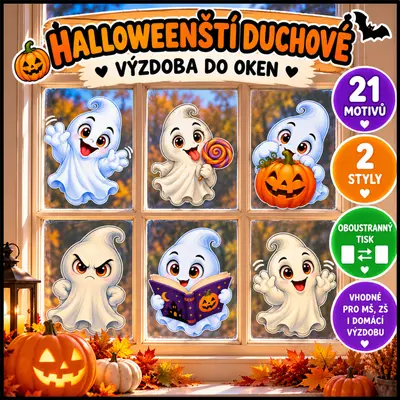 👻 HALLOWEENŠTÍ DUCHOVÉ DO OKEN – 21 MOTIVŮ VE 2 STYLECH