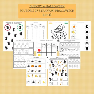 Dušičky a Halloween- soubor s 27 stranami pracovních listů