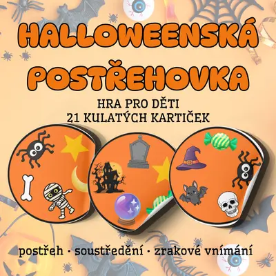Halloweenská postřehovka – 21 kartiček