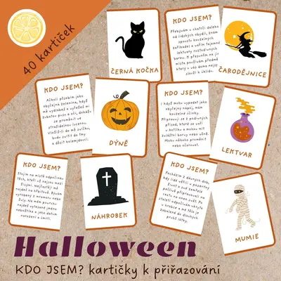KDO JSEM? HALLOWEEN - KARTIČKY K PŘIŘAZOVÁNÍ