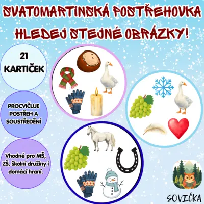 🐴 SVATOMARTINSKÁ POSTŘEHOVKA – NAJDI SPOLEČNÝ OBRÁZEK 🍂