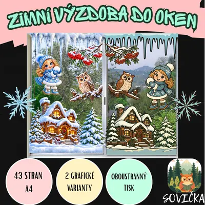 ❄️ ZIMNÍ VÝZDOBA DO OKEN ☃️ | OBOUSTRANNÉ DEKORACE | 2 GRAFICKÉ VARIANTY