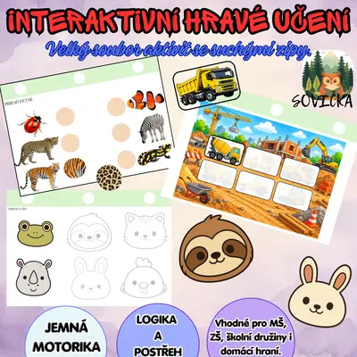 🧩 INTERAKTIVNÍ HRAVÉ UČENÍ – VELKÝ SOUBOR AKTIVIT SE SUCHÝMI ZIPY