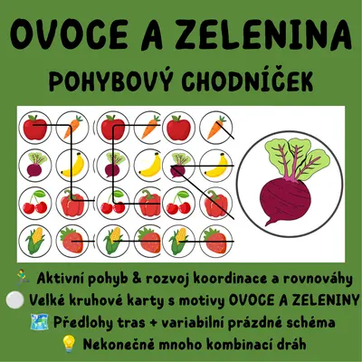 🍓 POHYBOVÝ CHODNÍČEK – OVOCE A ZELENINA
