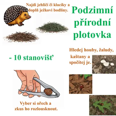 Podzimní plotovka s dary přírody a zvířátky