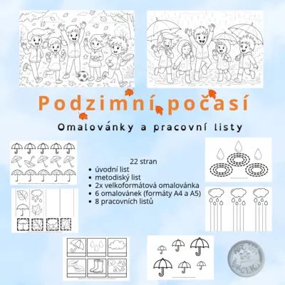 Podzimní počasí - omalovánky a pracovní listy