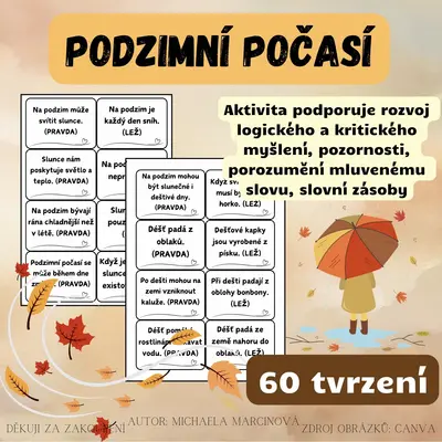 PODZIMNÍ POČASÍ - pravda/lež - 60 tvrzení