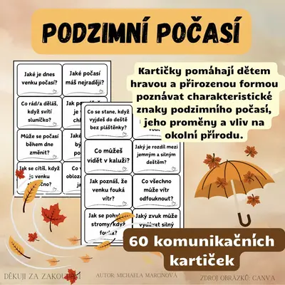 PODZIMNÍ POČASÍ - komunikační kartičky
