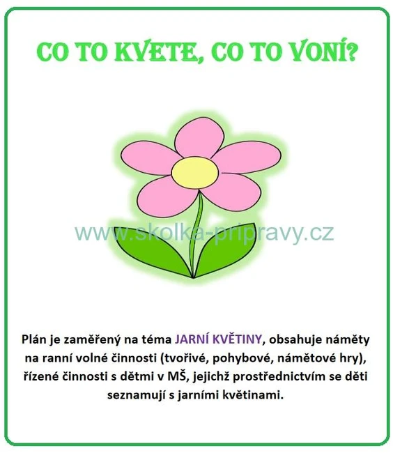 CO TO KVETE, CO TO VONÍ - tematická příprava JARNÍ KVĚTINY