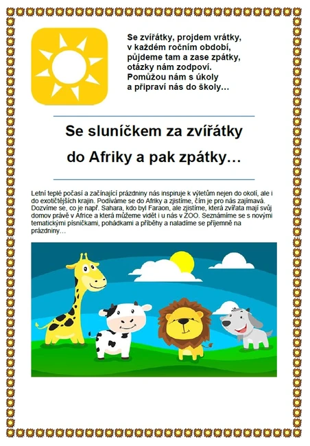 Se zvířátky projdem vrátky... DO AFRIKY a pak zpátky…