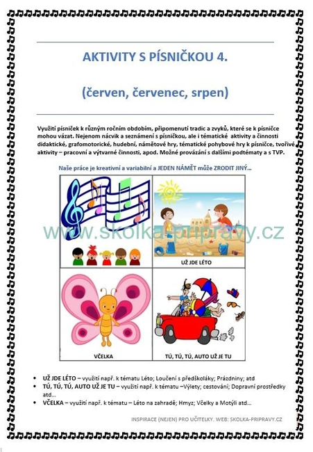 Aktivity s písničkou 4. (Léto)