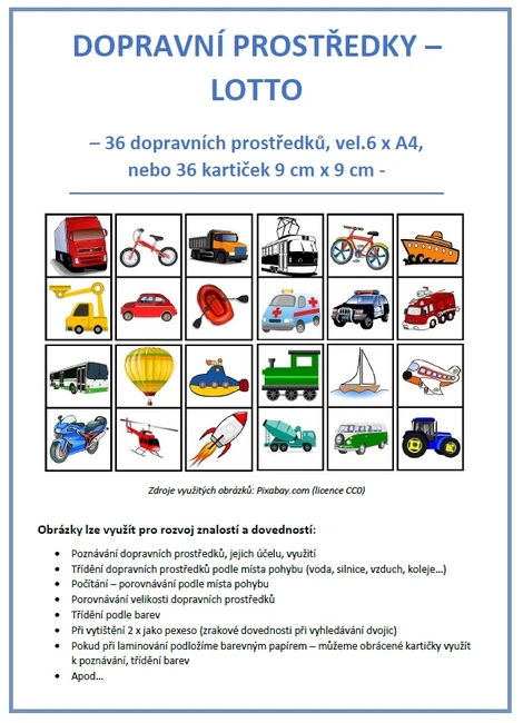 DOPRAVNÍ PROSTŘEDKY - LOTTO / PEXESO
