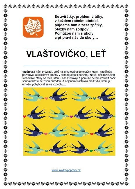 Se zvířátky projdem vrátky... VLAŠTOVIČKO, LEŤ