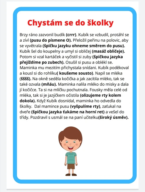 JAZYKOVÁ CHVILKA CHYSTÁM SE DO ŠKOLKY