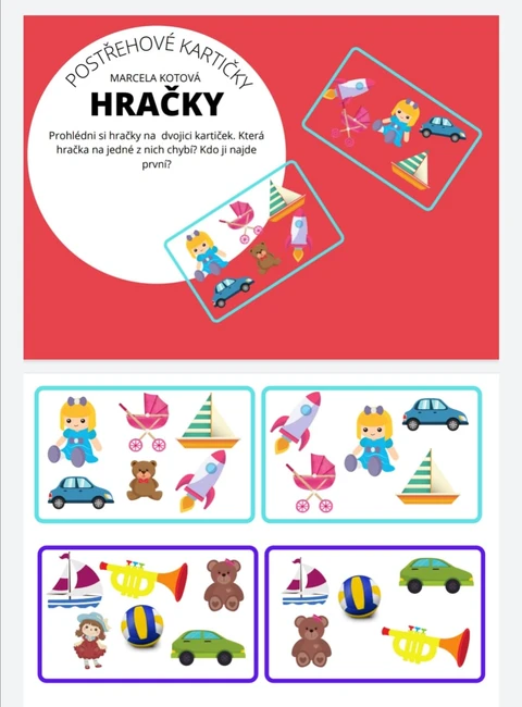 POSTŘEHOVÉ KARTY-  HRAČKY