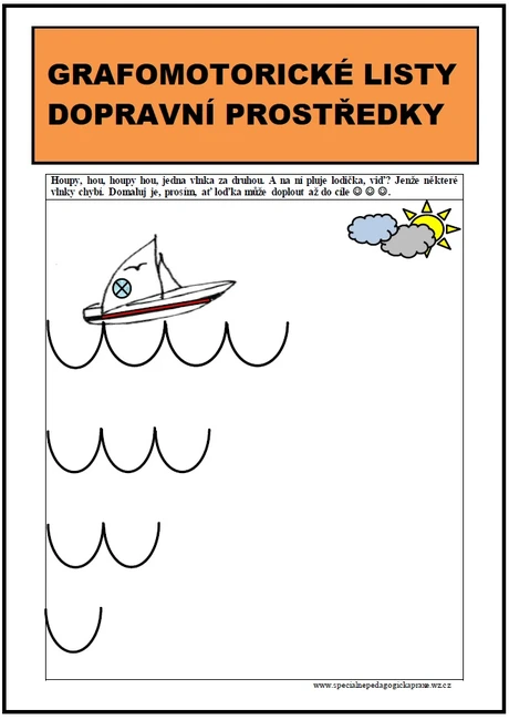 Grafomotorické listy - dopravní prostředky (zdarma)