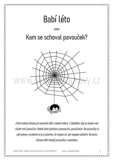 BABÍ LÉTO ANEB KAM SE SCHOVAL PAVOUČEK