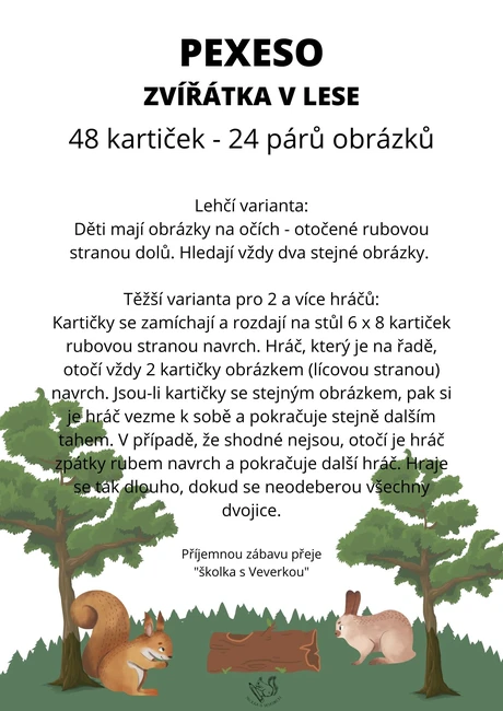 ZVÍŘÁTKA V LESE - pexeso