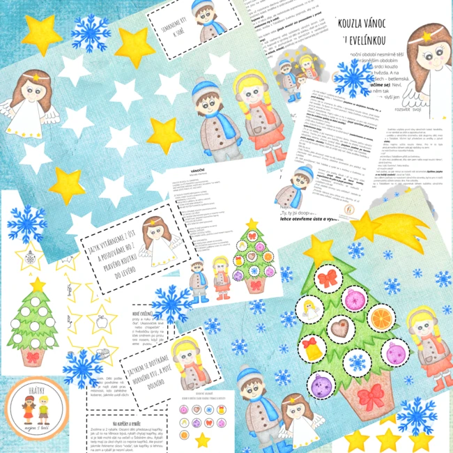 Hledání kouzla Vánoc s andělkou Evelínkou - vánoční pohádka - jazyková rozcvička s hrami +hry na adventní období
