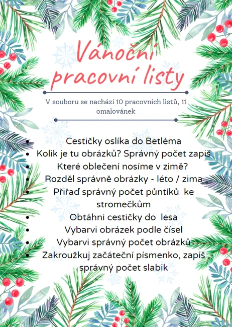 Vánoční pracovní listy