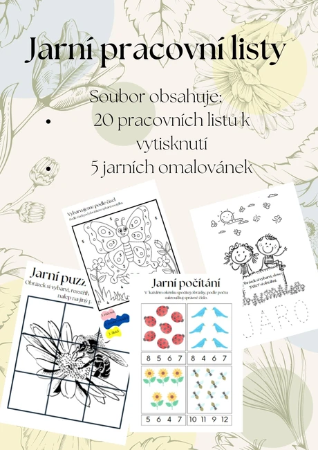 Jarní pracovní listy + omalovánky