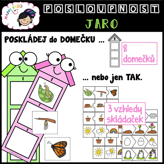 DĚJOVÁ POSLOUPNOST - Jaro - skládačky, kartičky a podložky
