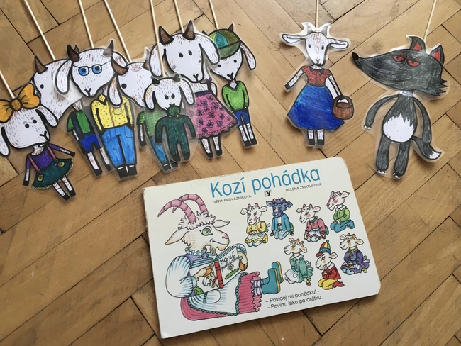 O neposlušných kůzlátkách - postavy/loutky na Kozí pohádku