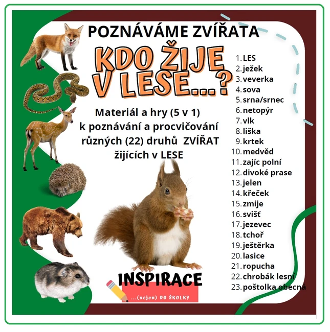 Zvířata z našeho lesa (hry 5 v 1)