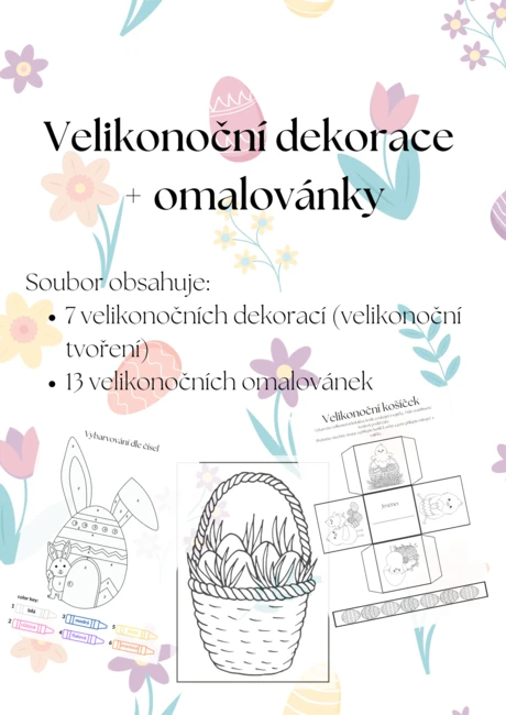 Velikonoční dekorace + omalovánky