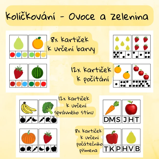 Kolíčkování Ovoce a zelenina