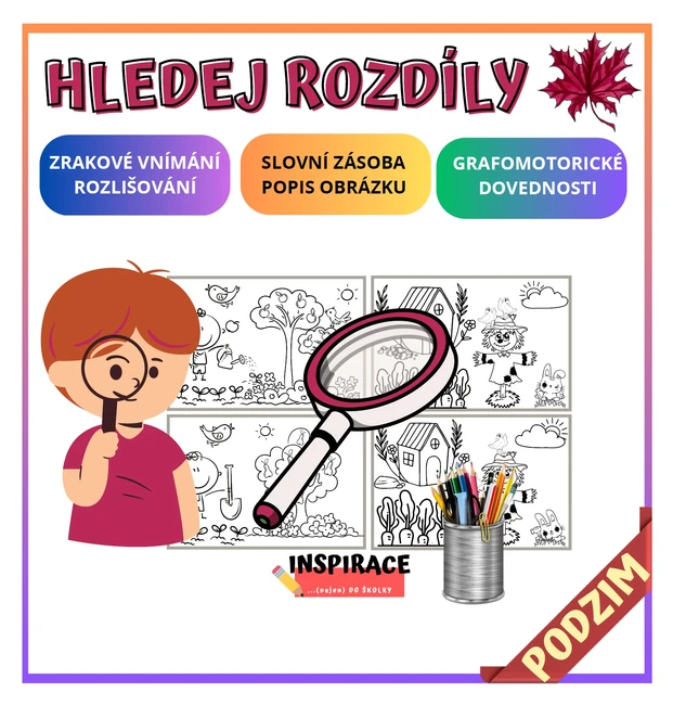 Omalovánky - Hledej ROZDÍLY (podzim) 🍂