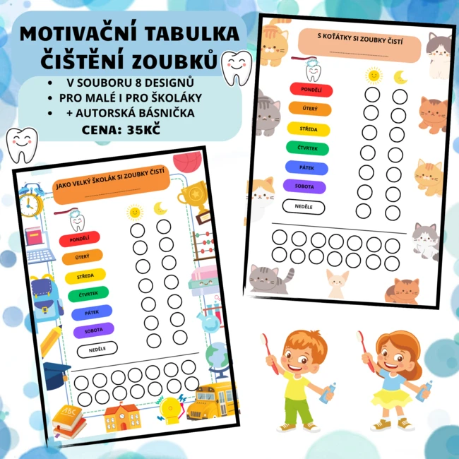 MOTIVAČNÍ TABULKA K ČIŠTĚNÍ ZOUBKŮ