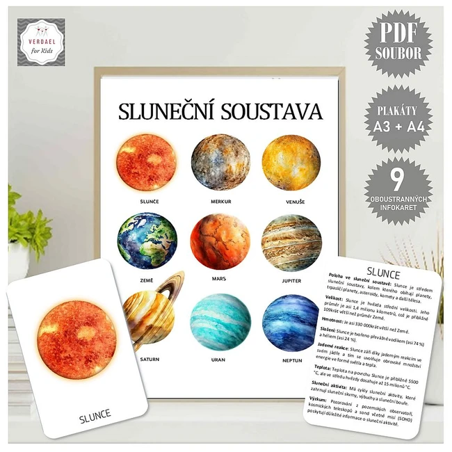 INFORMAČNÍ KARTY SLUNEČNÍ SOUSTAVA A PLAKÁTY