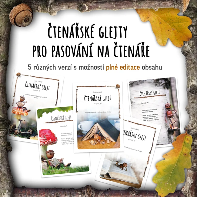 Čtenářské diplomy glejty pro pasování na čtenáře